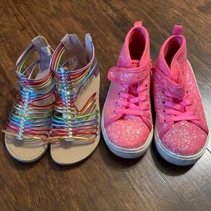 Two pairs of toddler 11 girl shoes